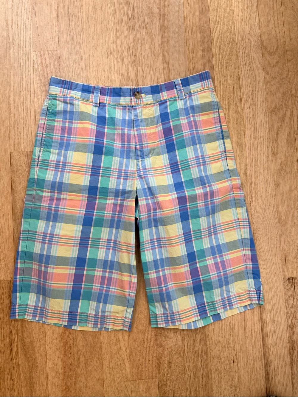 Vineyard Vines Boys Pastel Plaid Cotton Shorts - Blue, Yellow, Pink, Green